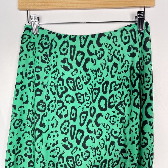 WAYF XSmall Green Black Altamont Leopard Print Midi Skirt High Side Slit Animal - Picture 4 of 12